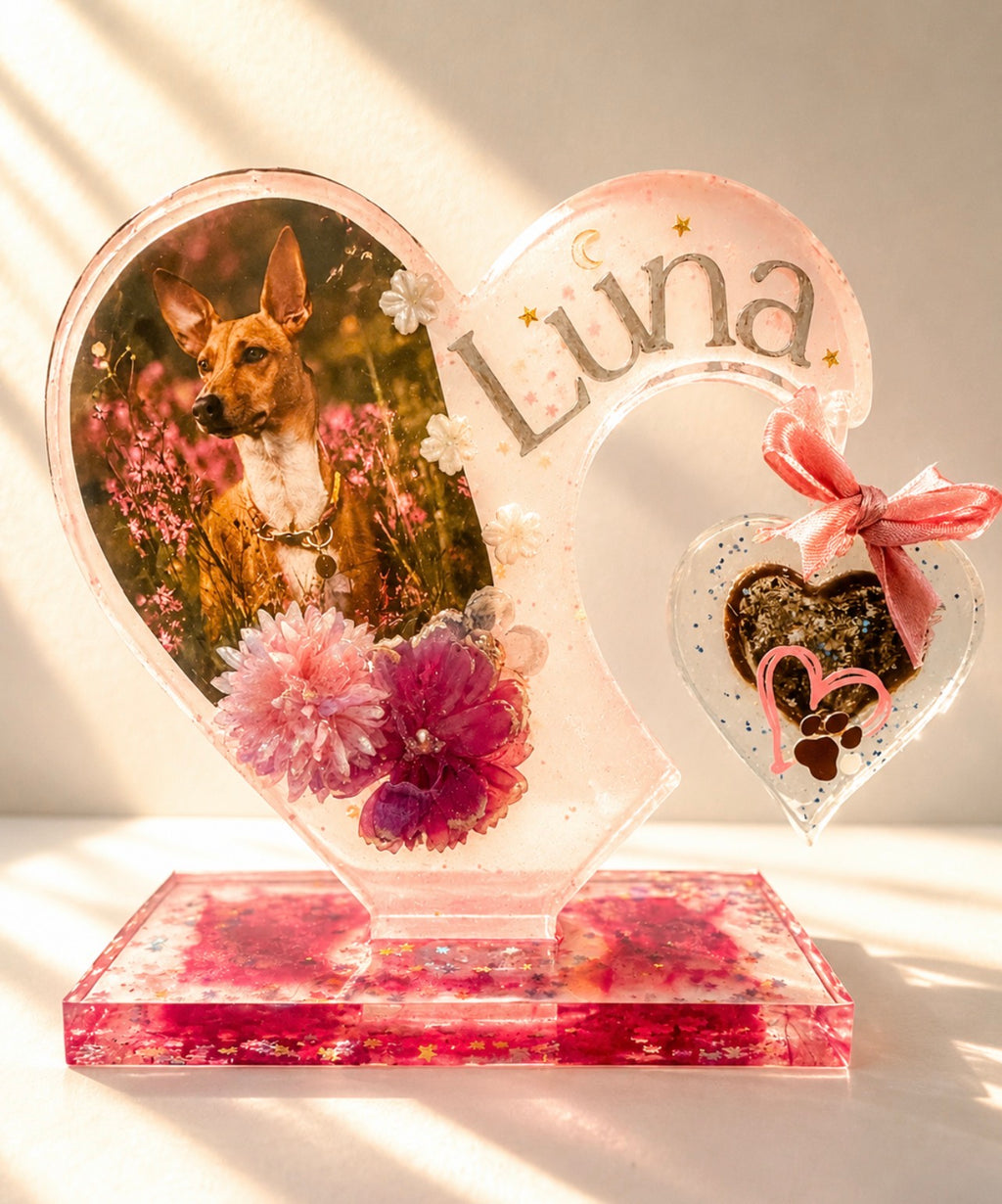 Doble corazón personalizado con la fotografía de Luna